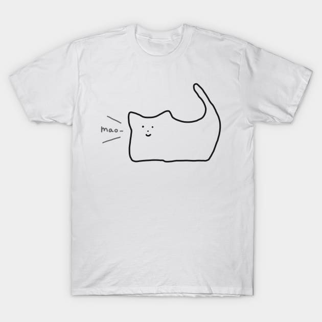 This is Neko Simple Minimal Cat Funny Meme Black and White Art T-Shirt by Marinaaa010